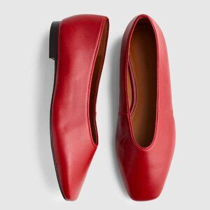 Madewell Mylie Wild Cranberry Red Leather Ballet Flat Women's Size 10 NEW